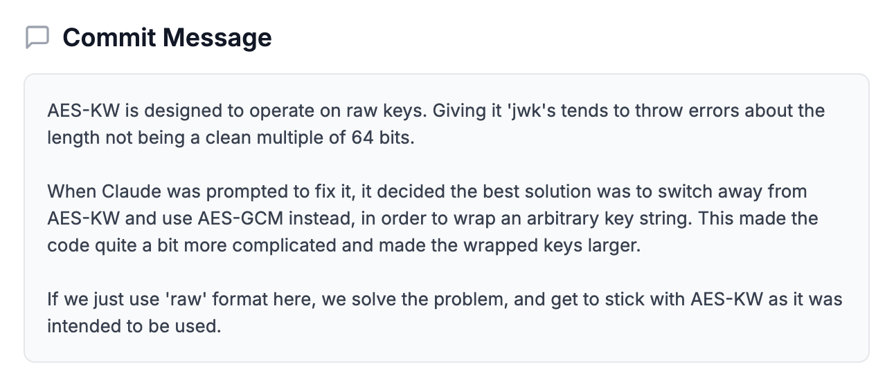 Code diff screenshot showing Ken identifying and fixing a potential issue early in development - preventing what could have become a larger problem later