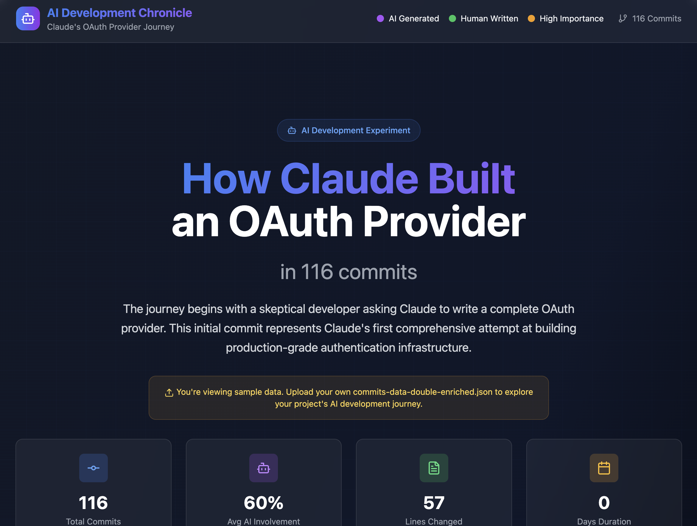 Screenshot of base44 generated frontend - heavily styled landing page with unnecessary decorative elements, resembling a Squarespace template but not properly parsing the commit data